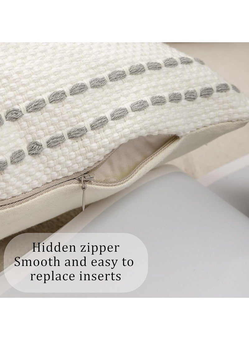 general 2 Pieces Pillowcases with Tassels, Cotton Boho Tufted Modern Farmhouse Decorative Pillowcases Sofa, 18 x 18 Inches - Image 3