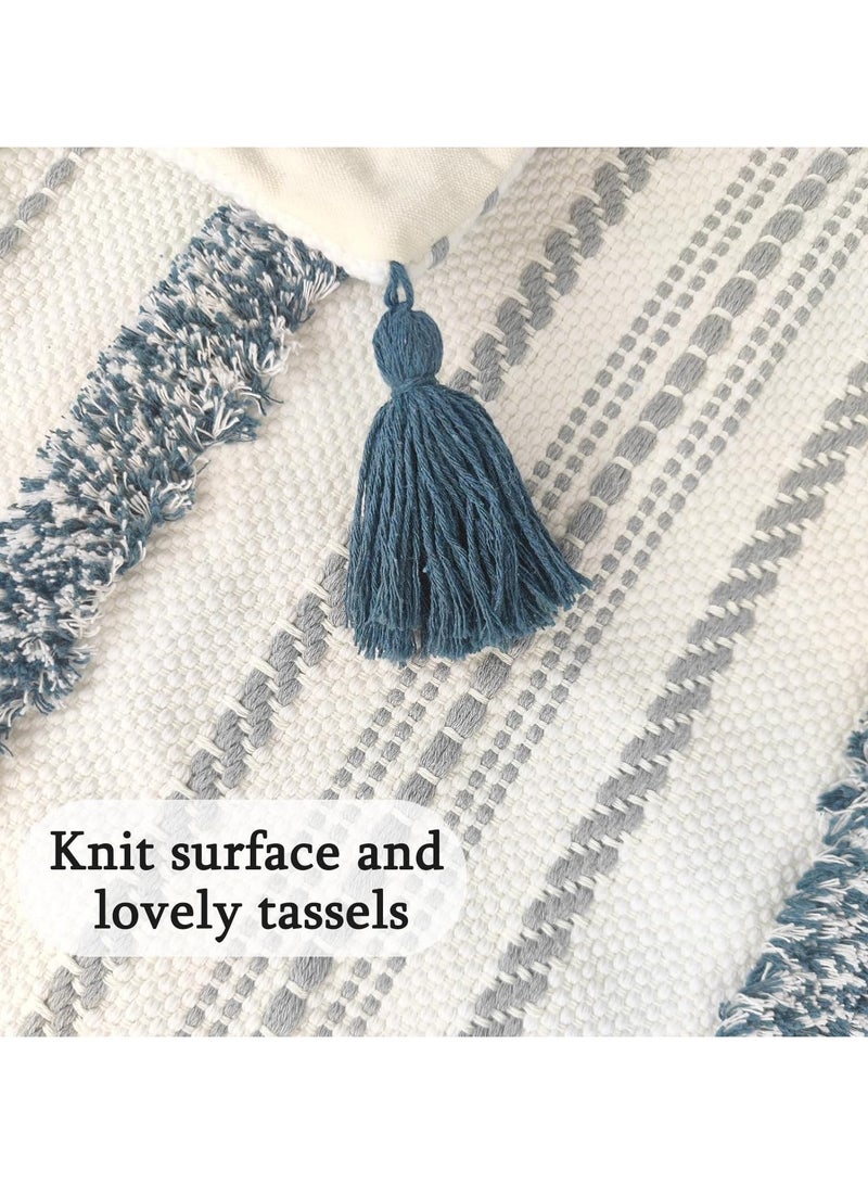 general 2 Pieces Pillowcases with Tassels, Cotton Boho Tufted Modern Farmhouse Decorative Pillowcases Sofa, 18 x 18 Inches - Image 4