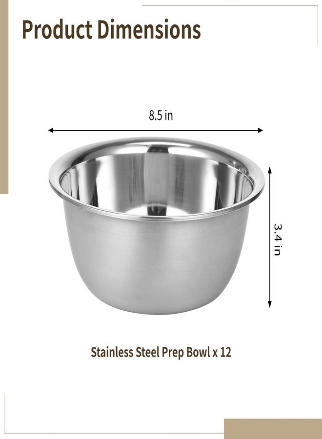 Anjetan 12 PCS Stainless Steel Prep Bowls, Nesting Metal Salad Prep Bowl, Heavy Duty Mixing Bowls for Kitchen Egg Beating Food Preparation, Stackable, Dishwasher Safe, 8.5 x 3.4 in - Image 4