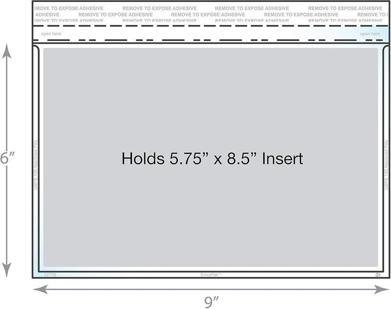EnvyPak Clear Booklet/Catalog Envelope - Permanent Peel and Seal Closure - Holds 5.5" x 8.5" Insert - 100 Envelopes - Image 3