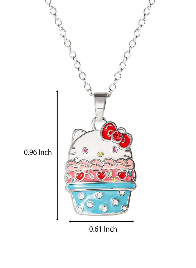 هالو كيتي قلادة هيلو كيتي على شكل كب كيك من النحاس الأصفر مع سلسلة / 16+2 بوصة إضافية، CF01648SRRL-Q.NJ - Image 4