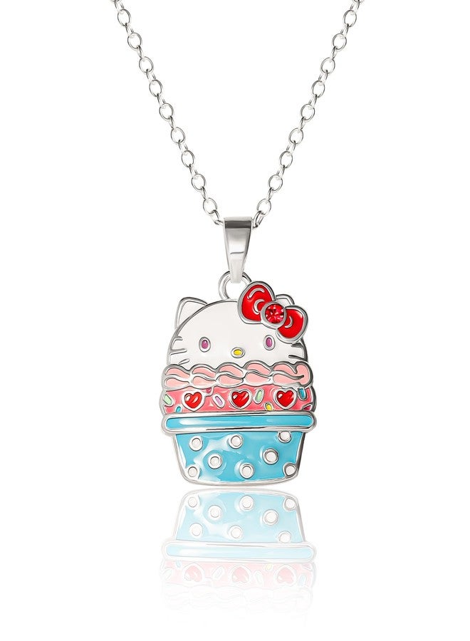 هالو كيتي قلادة هيلو كيتي على شكل كب كيك من النحاس الأصفر مع سلسلة / 16+2 بوصة إضافية، CF01648SRRL-Q.NJ - Image 1