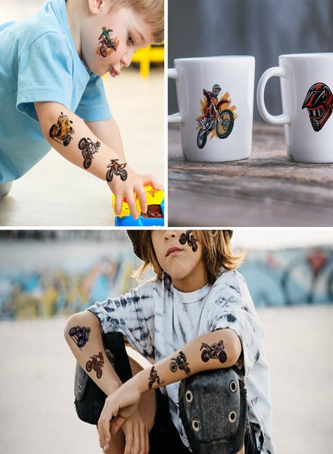 CHARLENT Dirt Bike Temporary Tattoos for Kids Party Supplies - 74 Individually Sheets Motorcycle Tattoos for Boys Motocross Birthday Party Favors Goodie Bag Fillers - Image 4