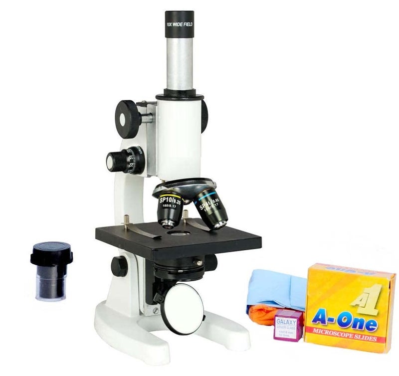 Compound Microscope Mag 675X, with 50 Blank Slides, Cover Slip, dust Cover, Cleaning Cloth