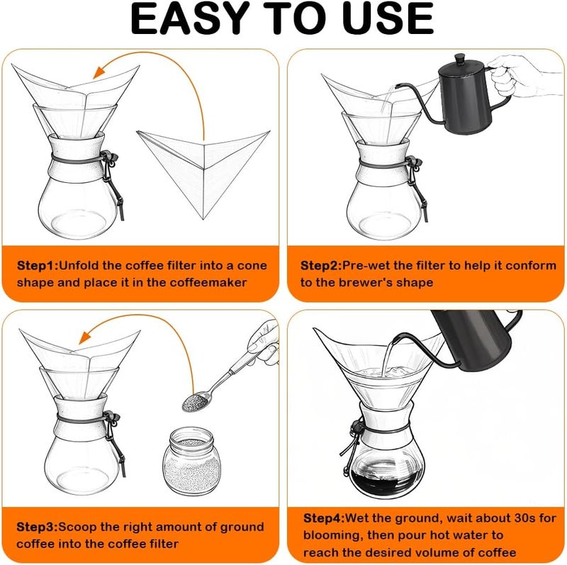 BYKITCHEN Pre-folded Pour Over Coffee Filter, Set of 100, Natural Unbleached Square Disposable Coffee Filter Papers for Pour-Over Coffee Maker Drippers and More Global easy assemble picks - Image 3