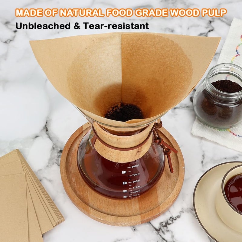 BYKITCHEN Pre-folded Pour Over Coffee Filter, Set of 100, Natural Unbleached Square Disposable Coffee Filter Papers for Pour-Over Coffee Maker Drippers and More Global easy assemble picks - Image 5