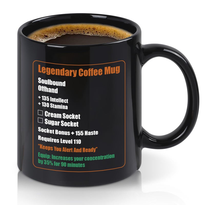 Cabtnca Gamer Gift Legendary Coffee Mug World of Warcraft Merchandise Christmas Birthday Gift for Nerd Gamer Gaming Mug 11 Oz