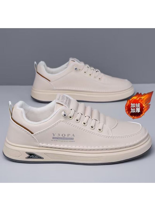 Winter  New White Shoes Men's Shoes Soft Sole Shoes Casual Sports Shoes Thickeneded Velvet Warm Sneakers