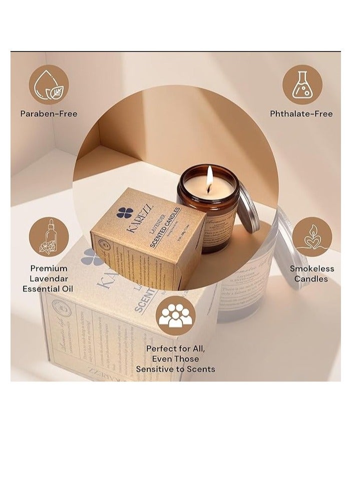 Karezz Lavender Scented Candles 200g. Plant Wax Base. Eco Friendly Aromatherapy Candle, Clean-Burning Cotton Wick, Calming Fragrance for Stress Relief. Ideal for Home Decor & Relaxation. - Image 4