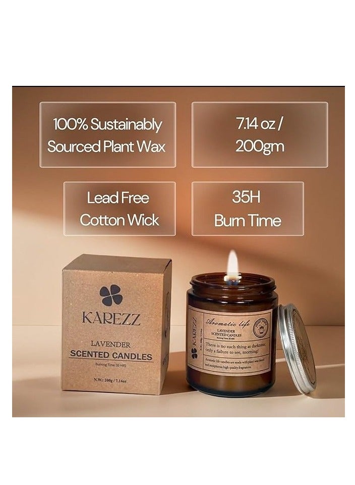 Karezz Lavender Scented Candles 200g. Plant Wax Base. Eco Friendly Aromatherapy Candle, Clean-Burning Cotton Wick, Calming Fragrance for Stress Relief. Ideal for Home Decor & Relaxation. - Image 3