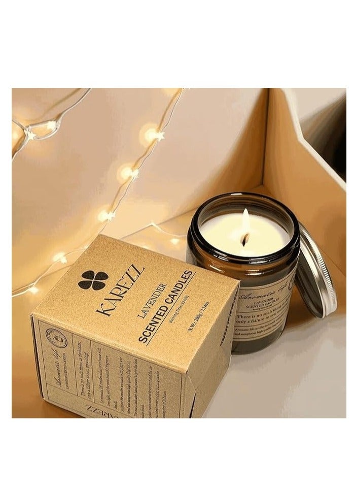 Karezz Lavender Scented Candles 200g. Plant Wax Base. Eco Friendly Aromatherapy Candle, Clean-Burning Cotton Wick, Calming Fragrance for Stress Relief. Ideal for Home Decor & Relaxation. - Image 2