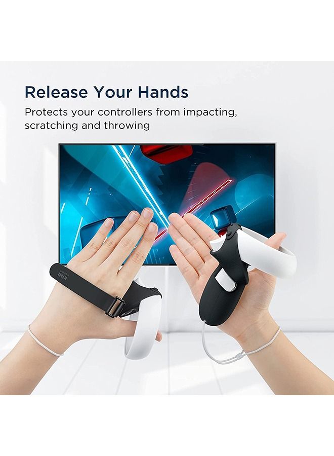 KIWI design Upgraded Controller Grips Cover with Battery Opening Protector with Knuckle Straps Compatible with Meta Quest 2 Accessories - Image 3
