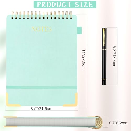 Mousbull Aesthetic Top Spiral Notebook, A4 Large Linen Hardcover Top Bound Steno Pads, 240 Pages 100gsm Thick Lined Paper Left Handed Notebook Journal for Work, School, Church Writing - Green, 8.5" x 11" - Image 3
