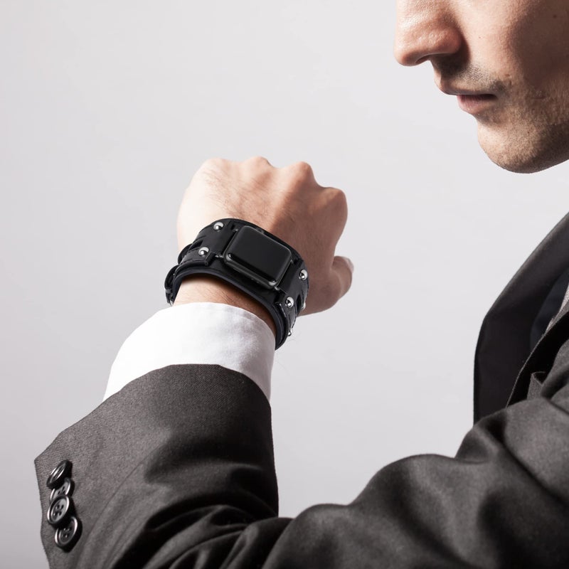 VIQIV Leather Bangle Watch Band for Apple Watch Series 8, 7, 6, 5, 4, 3, 2, 1, 8.5"-160mm - Image 2