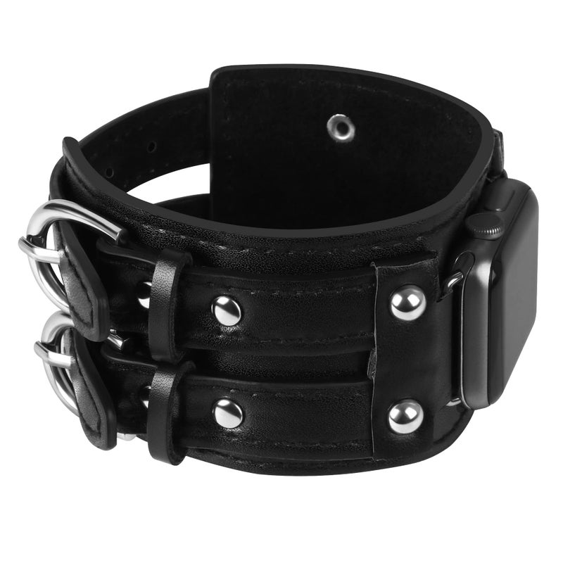 VIQIV Leather Bangle Watch Band for Apple Watch Series 8, 7, 6, 5, 4, 3, 2, 1, 8.5"-160mm - Image 4