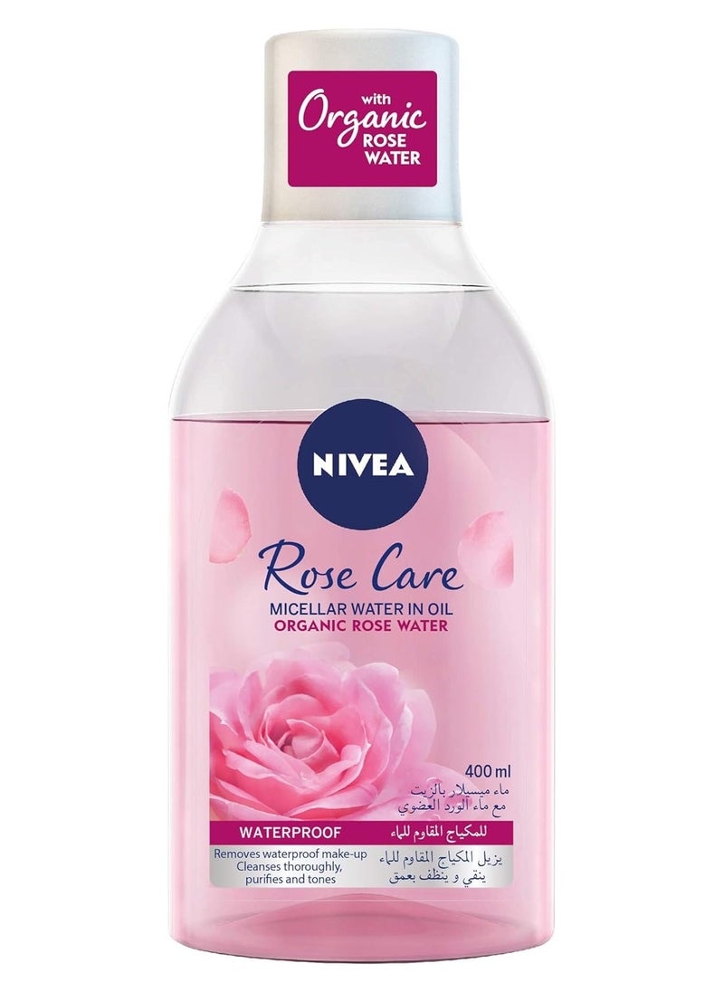Nivea Face Micellar with Organic Rose Water in oil, Makeup Remover, All Skin Types, 400ml  - Image 2