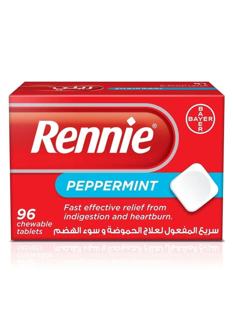 ريني أقراص النعناع القابلة للمضغ لحرقة المعدة، 96 قرصًا