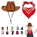 Velmitten 3 Pcs Cowboy Birthday Party Hat and Bandanas with 09 Numbers Infant Baby Hat Kid Western Costume AccessoriesRed - Image 2