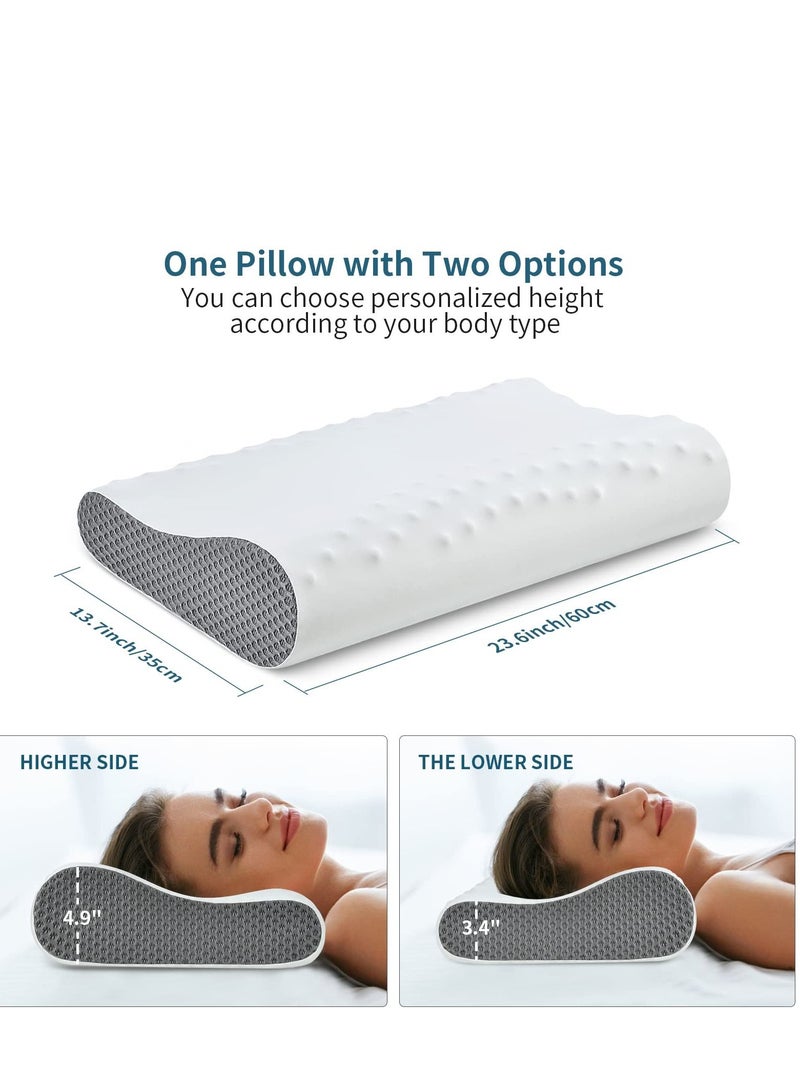 SYOSI Memory Foam Neck Pillow for Sleeping Cooling Pillow Contour Pillows for Neck and Shoulder Pain Relief Ergonomic Orthopedic Cervical Pillow for Side Back Stomach Sleepers 2 Height Options  - Image 5
