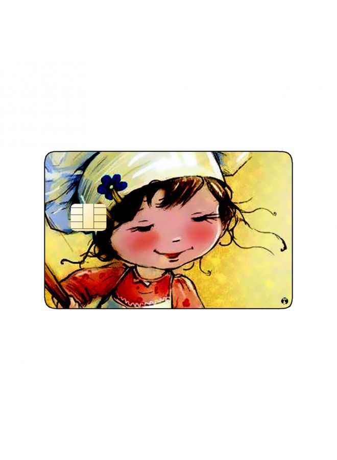 RKN PRINTED BANK CARD STICKER Cute Cooking Girl Vintage Art With Cat - Image 2