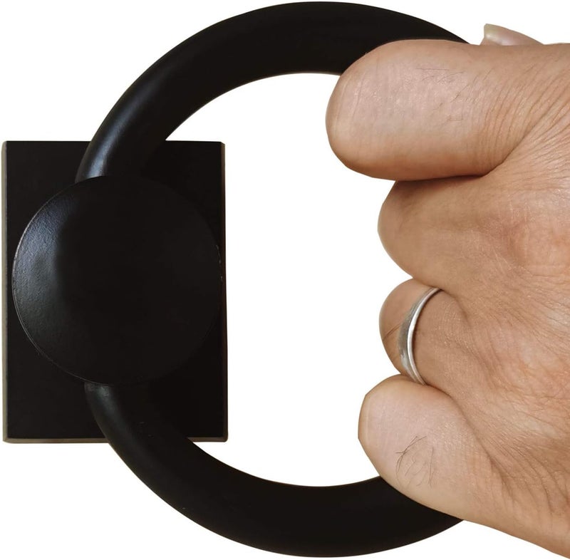 trust4care 3-3/4" Matte Black Rotatable Sliding Barn Door Handle Fence Gate Pulls, Zinc Vintage Garage Bifold Closet Door Pull Handles, Rustic Flush Dummy Ring Front Door Knocker - Image 4