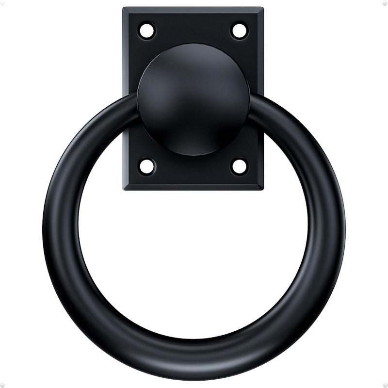 trust4care 3-3/4" Matte Black Rotatable Sliding Barn Door Handle Fence Gate Pulls, Zinc Vintage Garage Bifold Closet Door Pull Handles, Rustic Flush Dummy Ring Front Door Knocker - Image 5