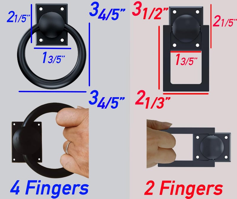 trust4care 3-3/4" Matte Black Rotatable Sliding Barn Door Handle Fence Gate Pulls, Zinc Vintage Garage Bifold Closet Door Pull Handles, Rustic Flush Dummy Ring Front Door Knocker - Image 3