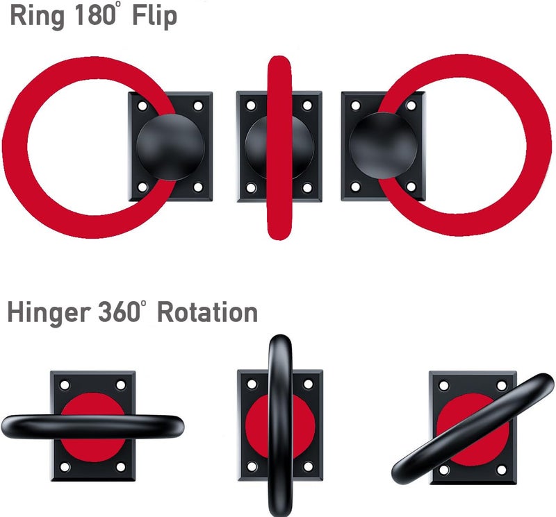 trust4care 3-3/4" Matte Black Rotatable Sliding Barn Door Handle Fence Gate Pulls, Zinc Vintage Garage Bifold Closet Door Pull Handles, Rustic Flush Dummy Ring Front Door Knocker - Image 2