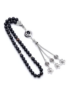 Subhati Prayer Beads ( Misbah ) with metal Parts and Agate Stone | 8 MM Beads - 45 Pcs  - Image 2