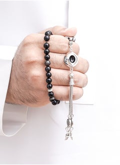 Subhati Prayer Beads ( Misbah ) with metal Parts and Agate Stone | 8 MM Beads - 45 Pcs  - Image 1