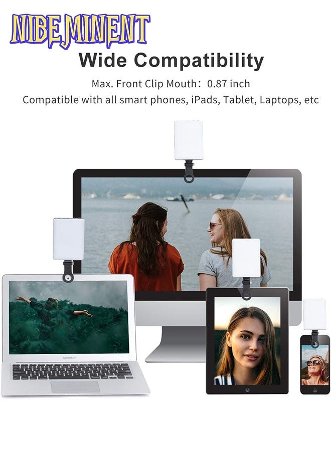NIBEMINENT 60 LED High Power Rechargeable Clip Fill Video Conference Photography Light with Front & Back Clip, Adjusted 3 Light Modes for Phone, iPhone, Android, iPad, Laptop, for Makeup, TikTok, Selfie, Vlog  - Image 2
