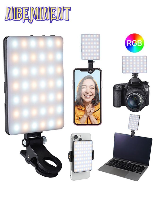 NIBEMINENT 60 LED High Power Rechargeable Clip Fill Video Conference Photography Light with Front & Back Clip, Adjusted 3 Light Modes for Phone, iPhone, Android, iPad, Laptop, for Makeup, TikTok, Selfie, Vlog  - Image 1