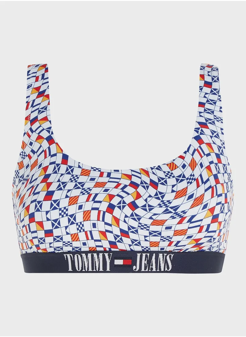 TOMMY JEANS Logo Detail Printed Bikini Top