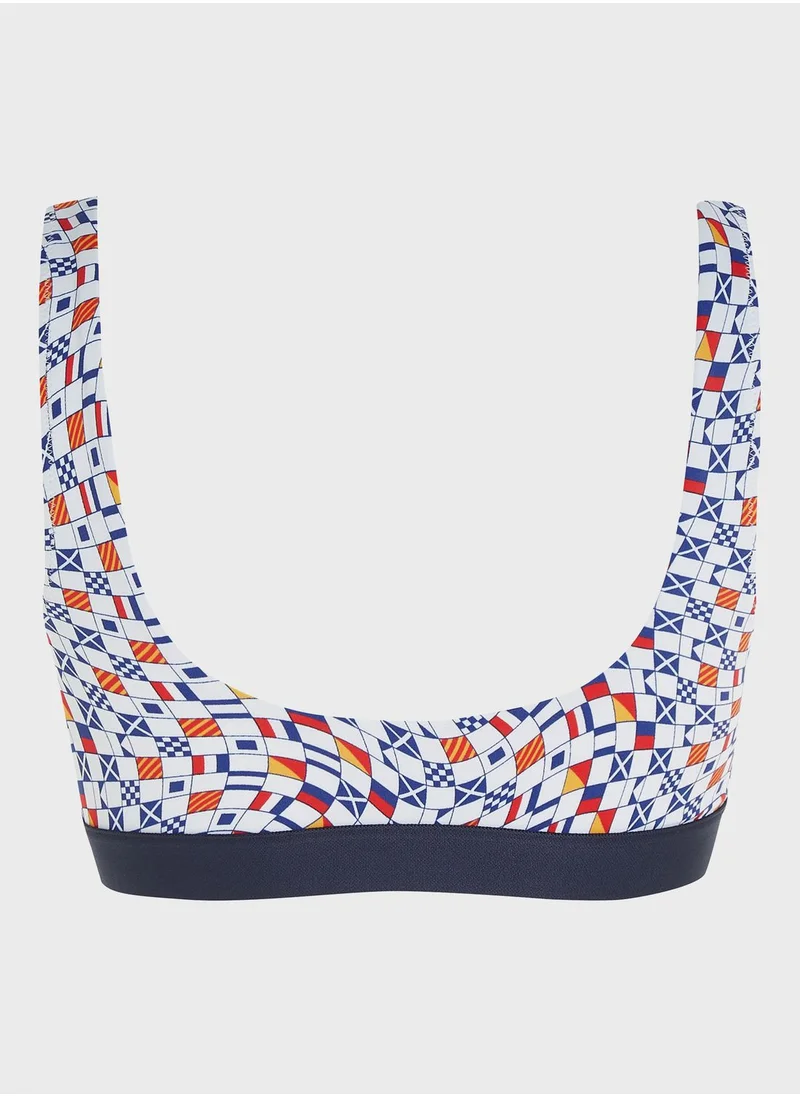 TOMMY JEANS Logo Detail Printed Bikini Top