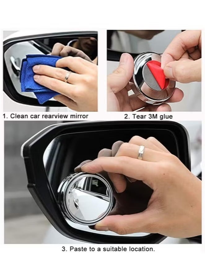 Gecomo 2 Pieces Vacuum Blind Spot Mirror, No Glue, No Harm To The Car Mirror, 2 Inch/5CM Round Hd Glass Convex Wide Angle Side Mirrors, Convex Mirrors for Any Car, Van, Suv and Truck (Silver, 2 Pcs) - Image 3