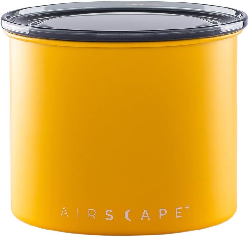 Planetary Design AirScape Stainless Steel Coffee Canister | Food Storage Container | US Patented Airtight Lid | Push Out Excess Air and Preserve Freshness (Small, Matte Yellow) - Image 3