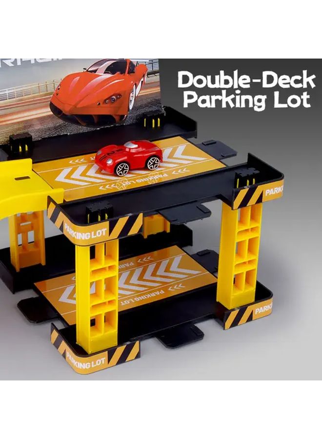 Red DIY Fire Track Toy Multi Story Parking Lot Educational Engineering Vehicle Playset - Image 2