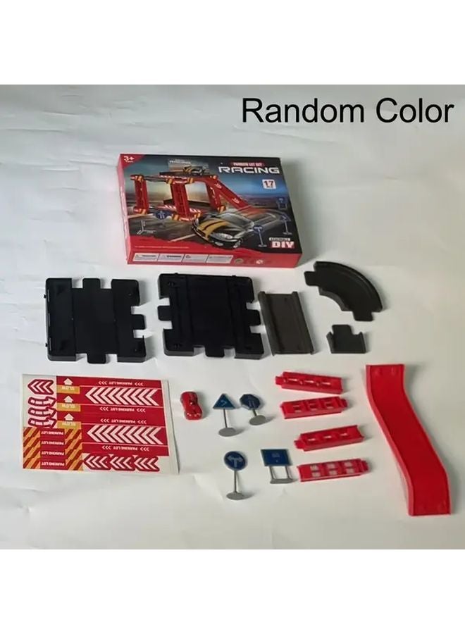 Red DIY Fire Track Toy Multi Story Parking Lot Educational Engineering Vehicle Playset - Image 1