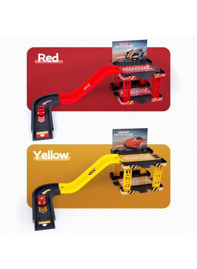 Red DIY Fire Track Toy Multi Story Parking Lot Educational Engineering Vehicle Playset - Image 3