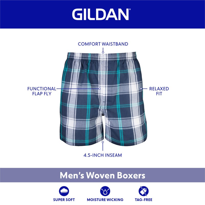 Gildan Men's Underwear Boxers, Multipack, Assorted Navy (5-Pack), Medium - Image 2