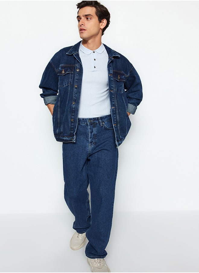 trendyol - Navy Blue Baggy Fit Jeans Loose Denim Trousers TMNAW24JE00027 - Image 1