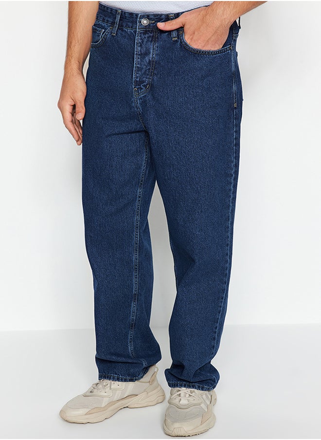 trendyol - Navy Blue Baggy Fit Jeans Loose Denim Trousers TMNAW24JE00027 - Image 1