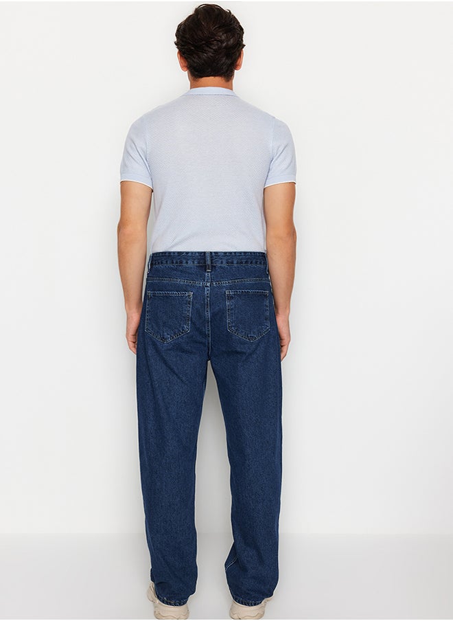 trendyol - Navy Blue Baggy Fit Jeans Loose Denim Trousers TMNAW24JE00027 - Image 1