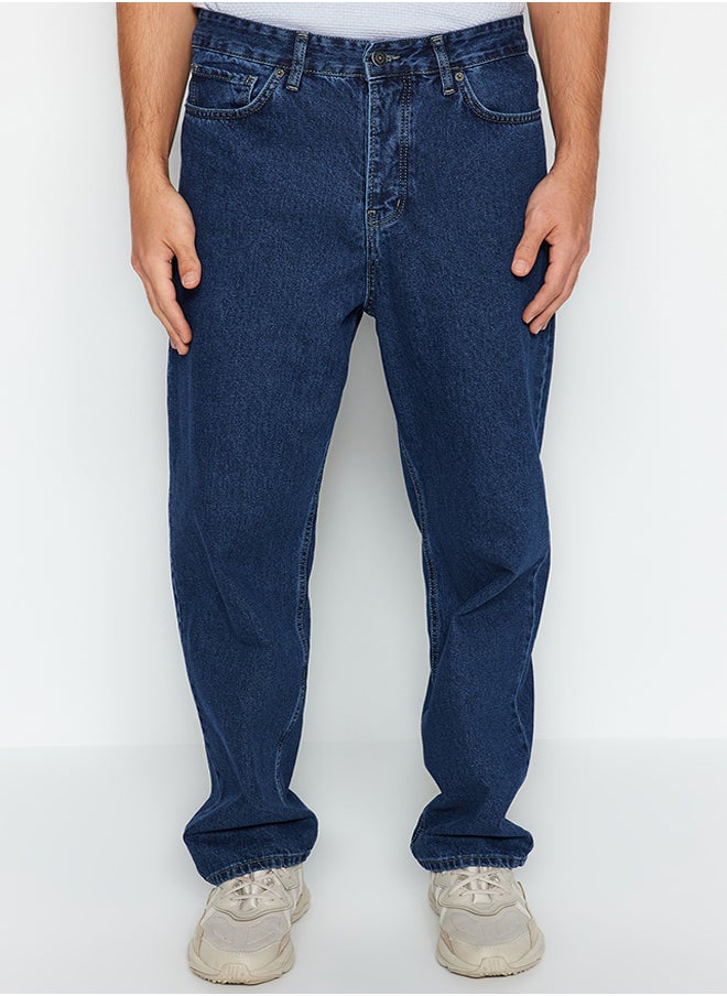 trendyol - Navy Blue Baggy Fit Jeans Loose Denim Trousers TMNAW24JE00027 - Image 1