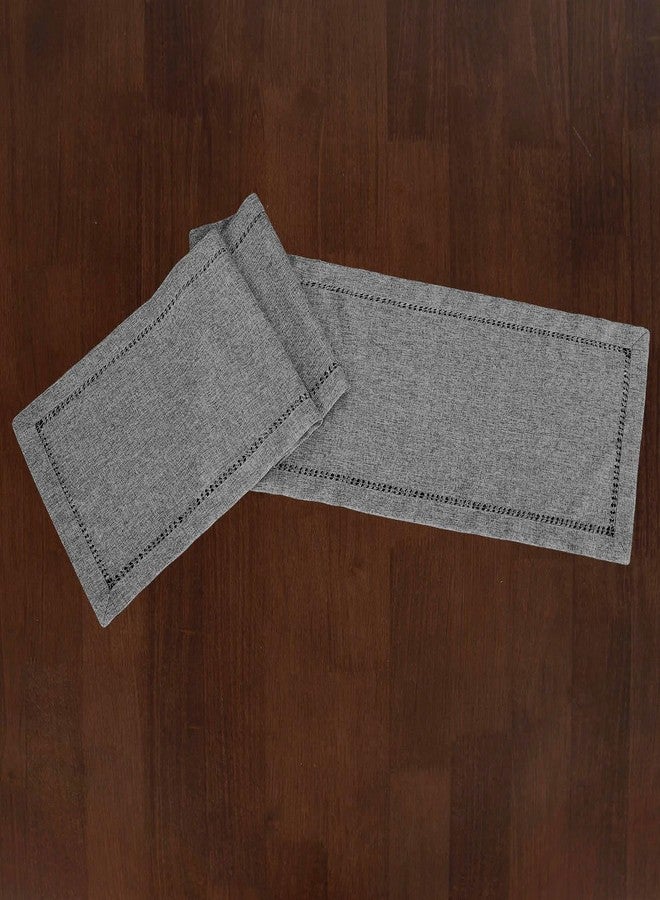 Grelucgo Double-hemstitched Solid Farmhouse Rustic Dark Gray Table Runner (14 x 72 inches) - Image 3