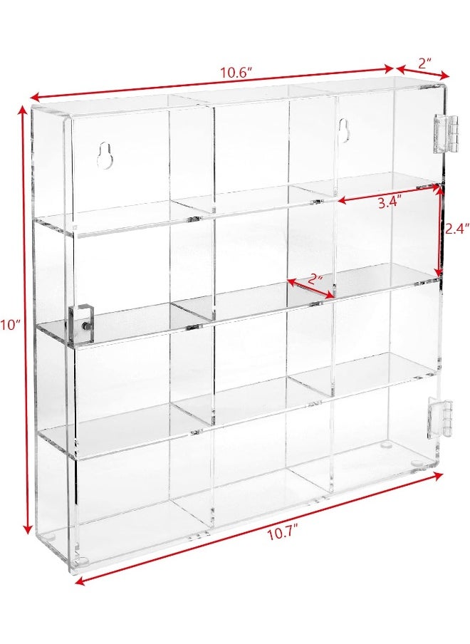 Generic Ikee Design Acrylic Display Case, Clear Wall Mounted or Desktop 12 Compartments Display Cabinet Shelves Stand for Collectibles, Small Pop Figures, Gemstone or Jewelry, 10.7 W x 2 D x 10 H in  - Image 2