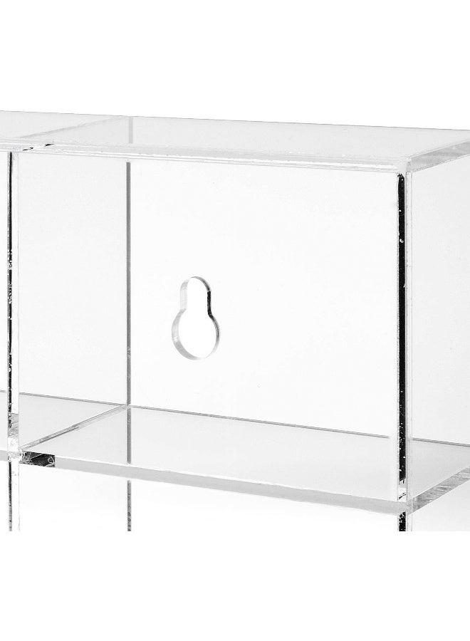 Acrylic Display Case, Clear Wall Mounted or Desktop 12 Compartments Display Cabinet Shelves Stand for Collectibles, Small Pop Figures, Gemstone or Jewelry, 10.7 W x 2 D x 10 H in