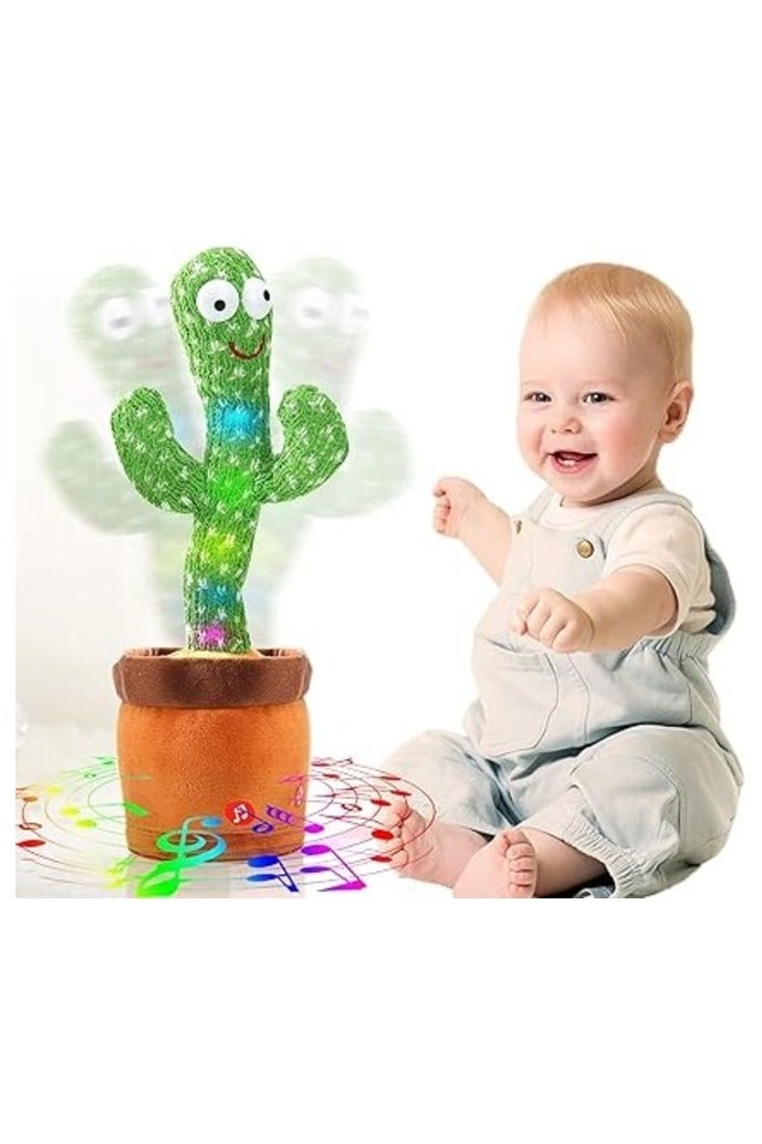 Quantum Bay Dancing Cactus Toy, Talking Cactus Plush with Music and LED, Singing Cactus Toy for Kids, Voice Recording Mimicking Toy, Repeats What You Say, Musical Plush Toy for Boys and Girls, Interactive Learning Gift for Children  - Image 1