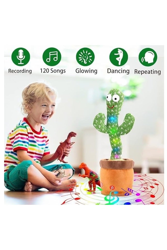 Quantum Bay Dancing Cactus Toy, Talking Cactus Plush with Music and LED, Singing Cactus Toy for Kids, Voice Recording Mimicking Toy, Repeats What You Say, Musical Plush Toy for Boys and Girls, Interactive Learning Gift for Children  - Image 2