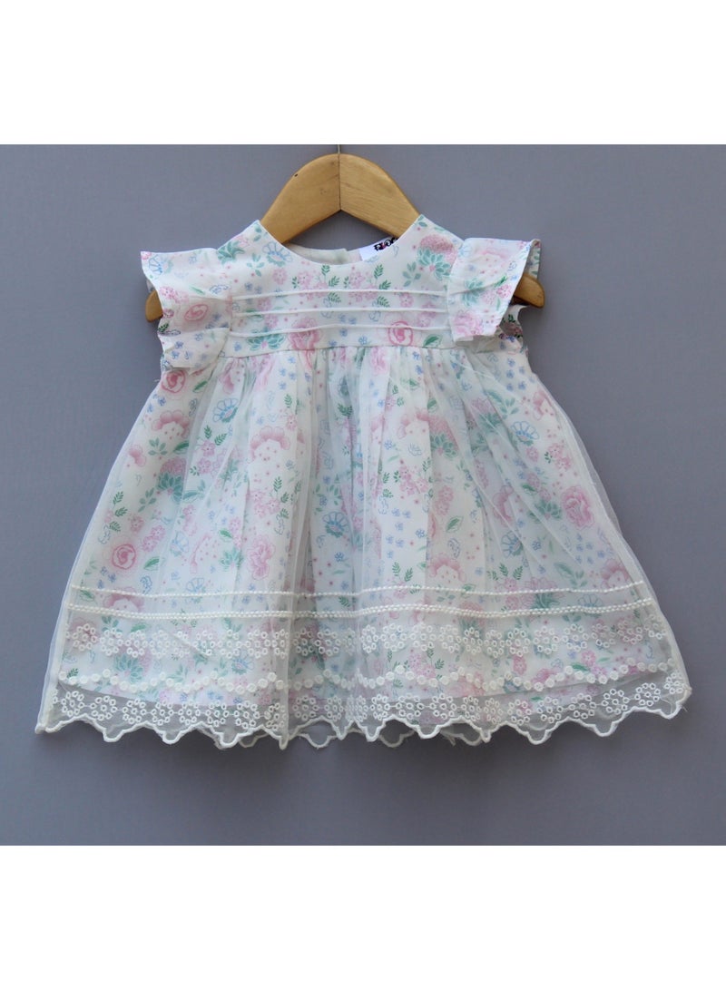 Frock wala Pastel Floral Net Layered Party Dress - Image 4